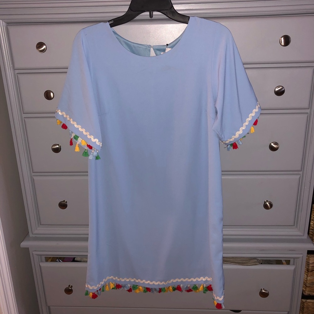 NWT light blue dress w/ tassel detail, size M